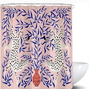 NEW Packaged Boho Jungalow Coral Blue Vine & Snow Leopard Theme Shower